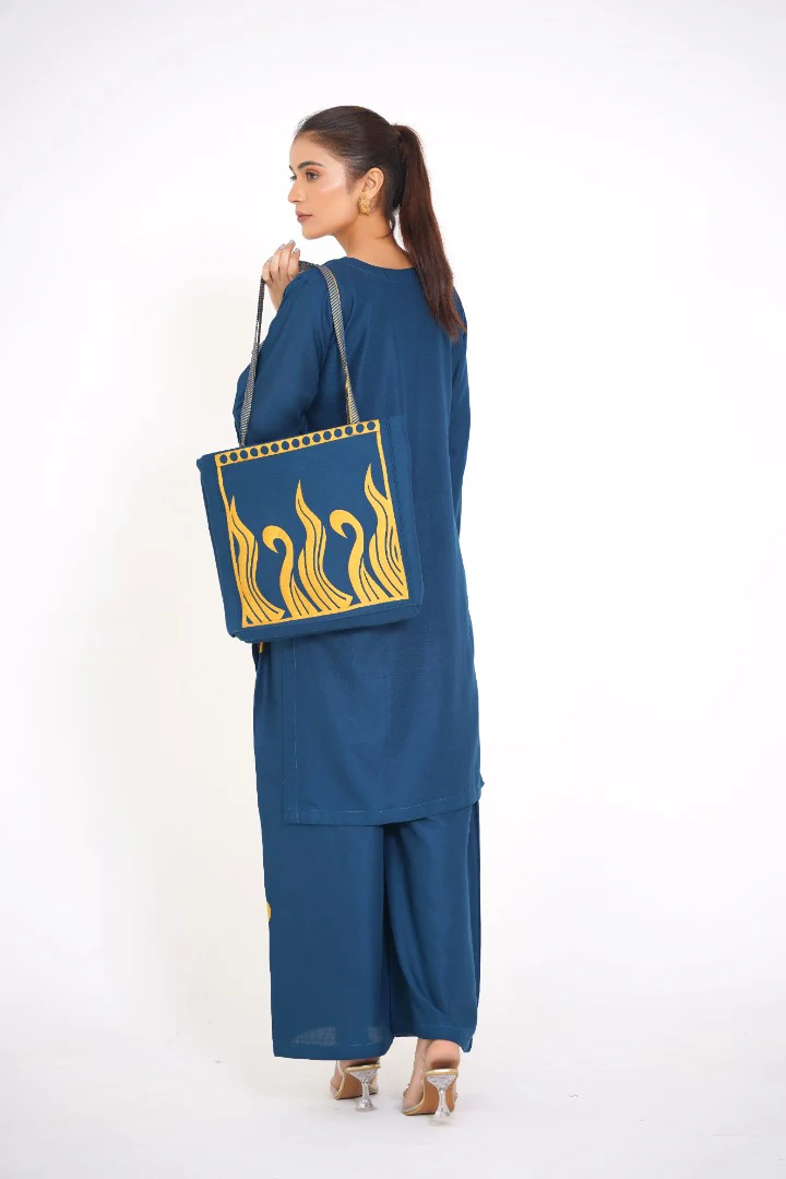 Printed Shalwar Kameez with Matching Bag - Image 8
